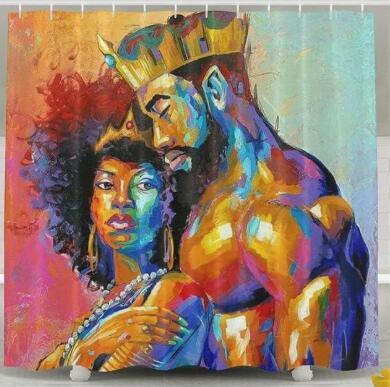 Art Design Shower Curtain - Graffiti Elephant & African Girl Variants - Pacisia