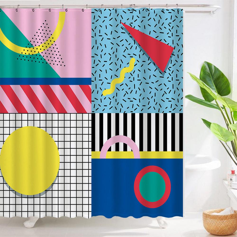 Art Geometric Shower Curtain Waterproof Bathroom Curtain - Pacisia