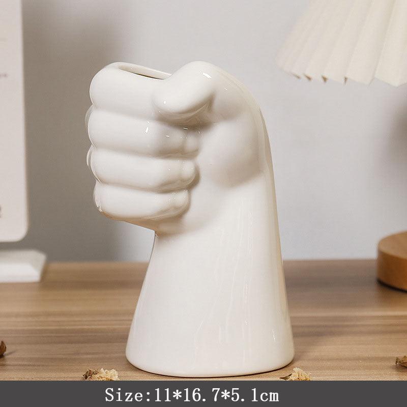 Nordic Ceramic Vase Crafts Creative Gesture Vase Living Room Simple Flower Arrangement Cat's Paw Vase - Pacisia