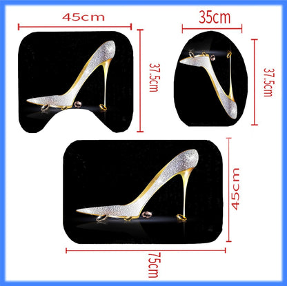 Digital Printing High-heeled Shoes Series Waterproof And Mildew-proof Shower Curtain Set - Pacisia