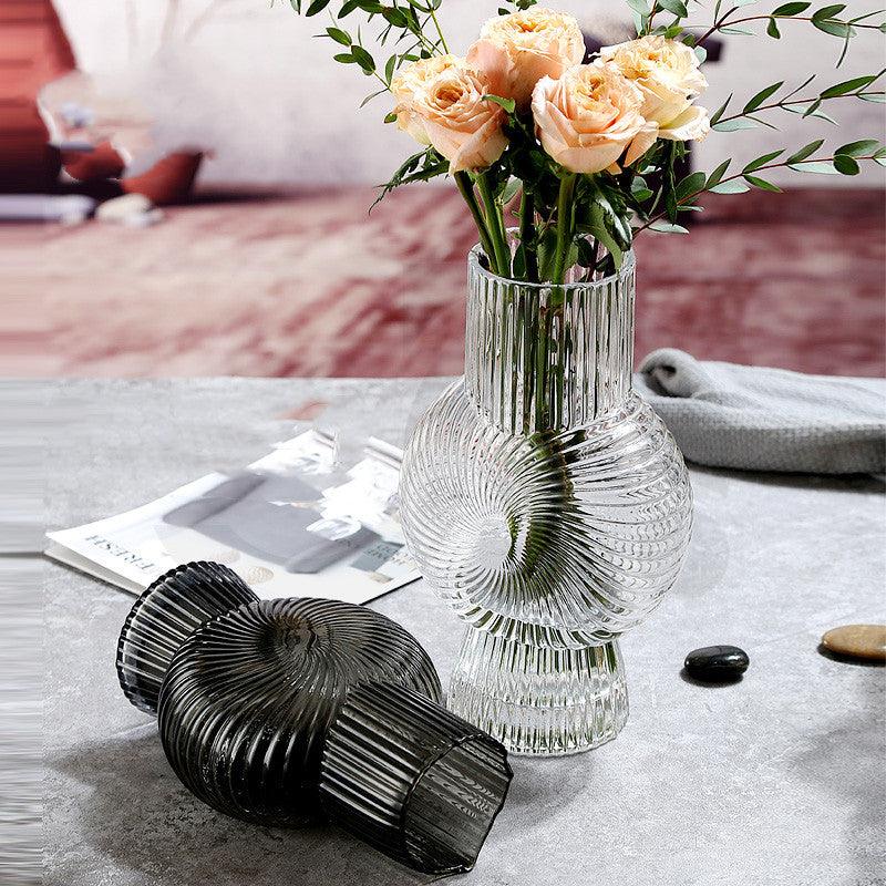 White Flower Vase Aesthetic Transparant Modern Luxury Terrarium Vase Glass Design Round Vaso Decorativo Table Decoration DL60HP - Pacisia