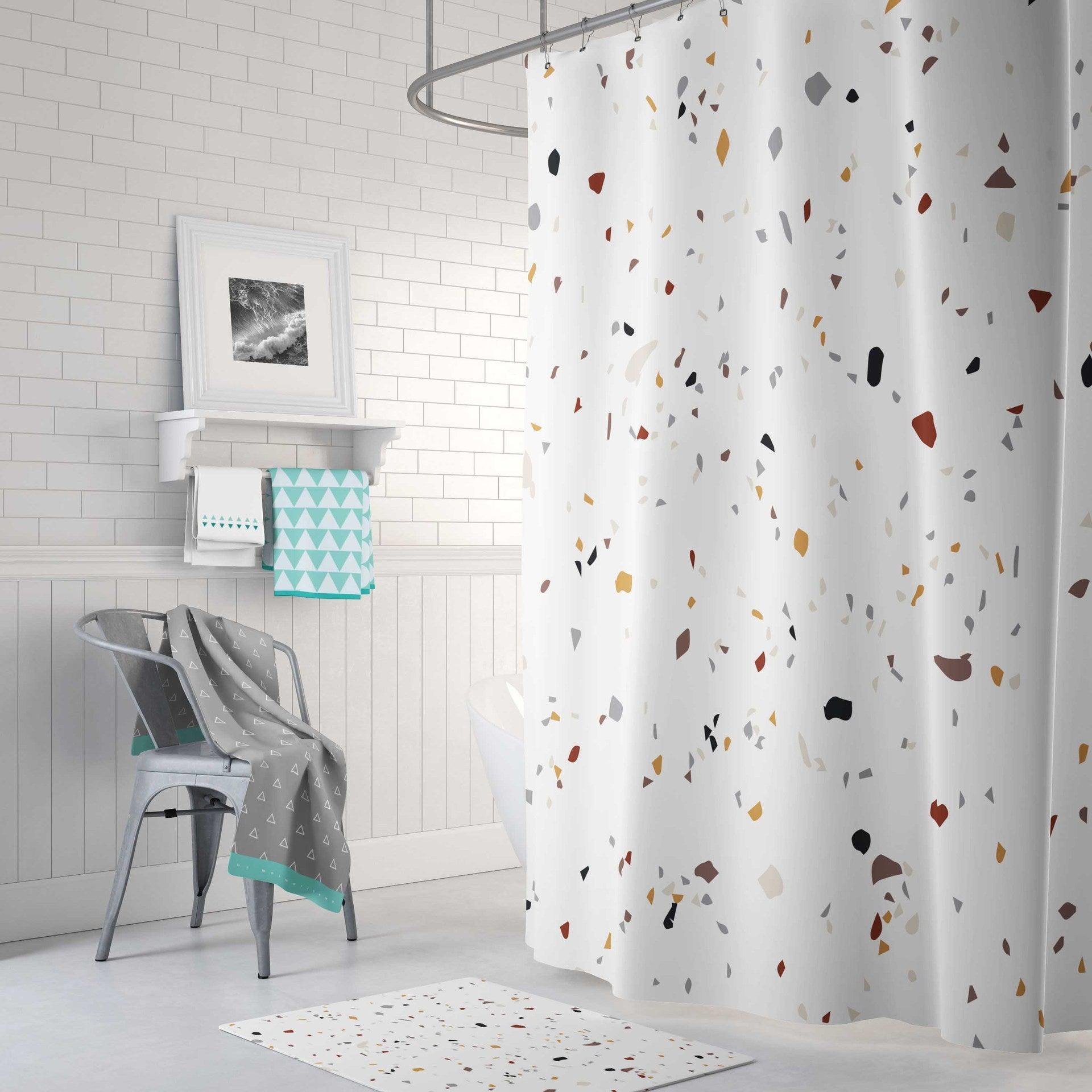 Bathroom Ins Morandi Terrazzo Shower Curtain - Pacisia