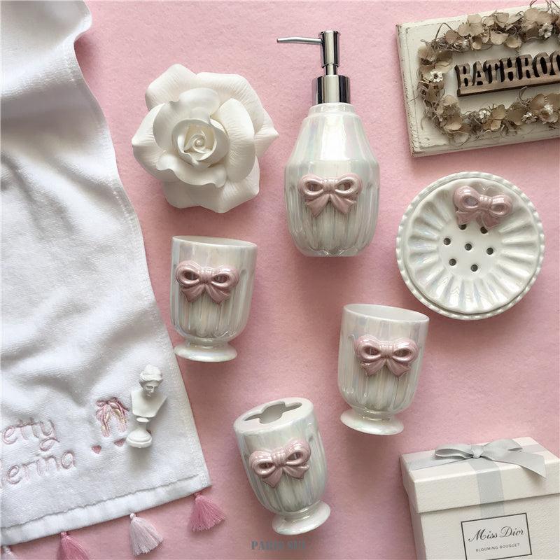 Bathroom Toothbrush Five Piece Bow Set - Pacisia