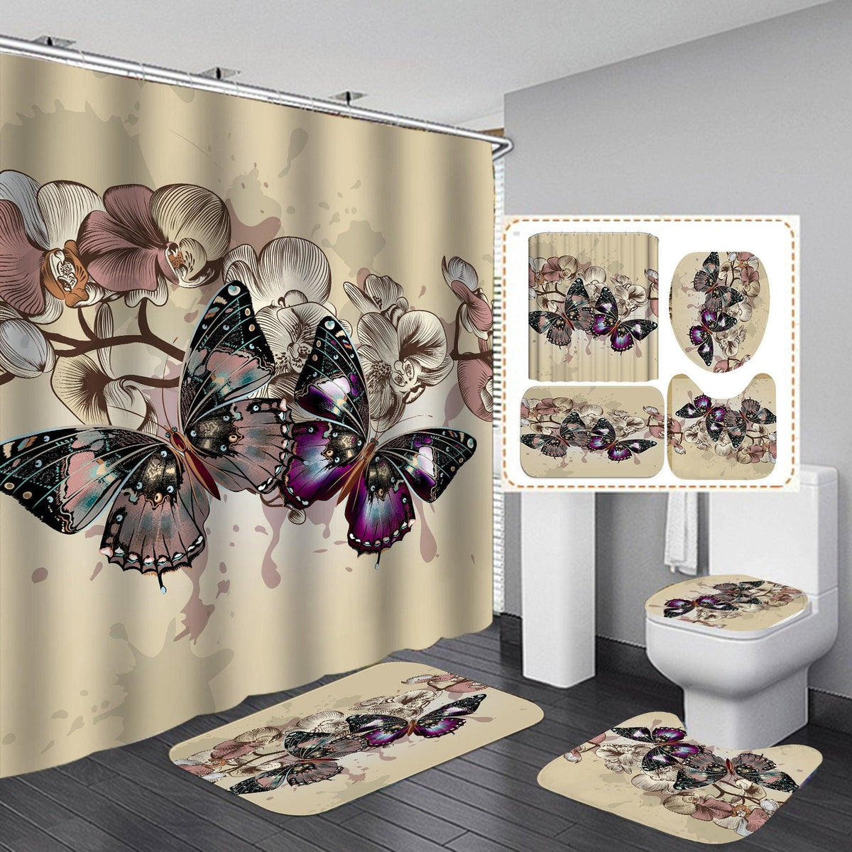 Beautiful Butterfly Fabric Shower Curtain - Pacisia
