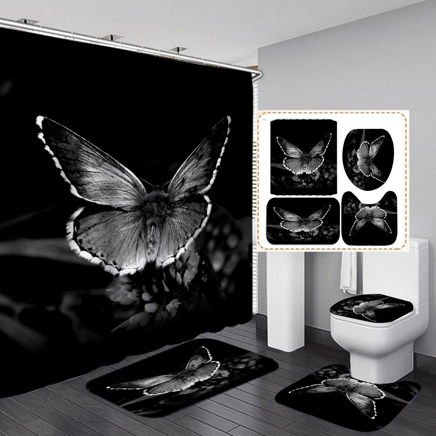 Beautiful Butterfly Fabric Shower Curtain - Pacisia