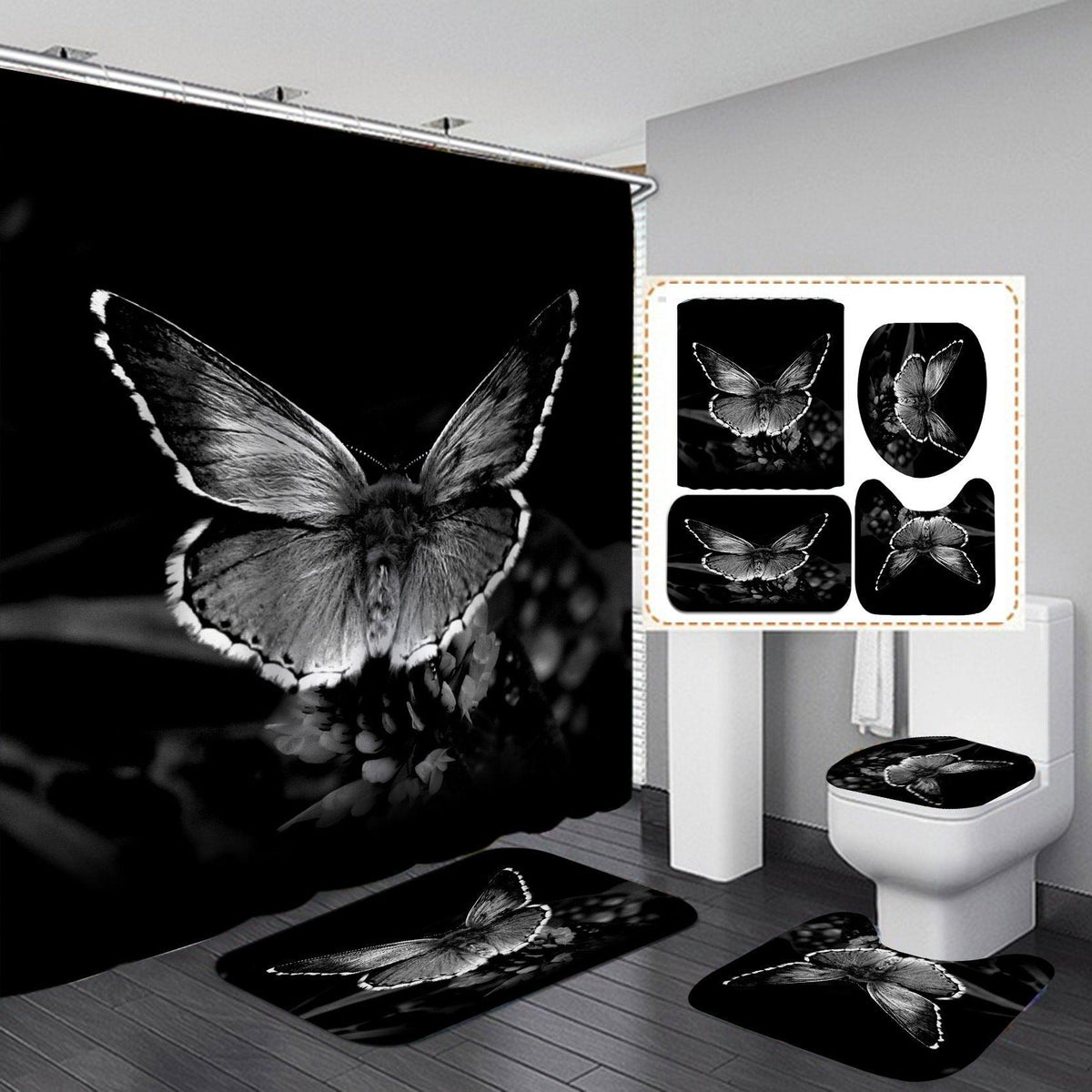 Beautiful Butterfly Fabric Shower Curtain - Pacisia