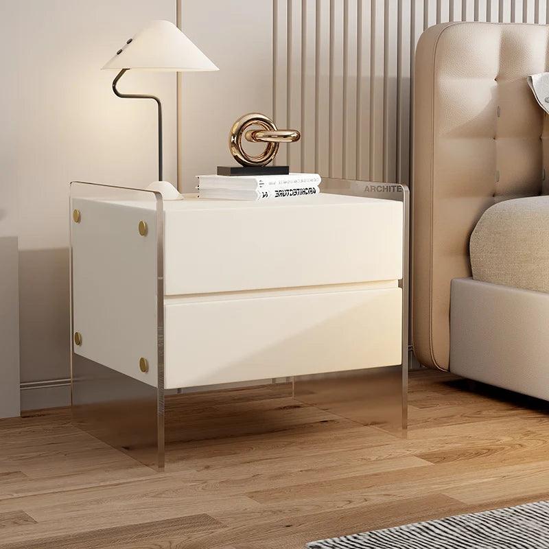Bedroom Modern Nightstand Drawers Storage Aesthetic Design Minimalist Nightstand Wood Beige Table De Chevet Home Furniture - Pacisia