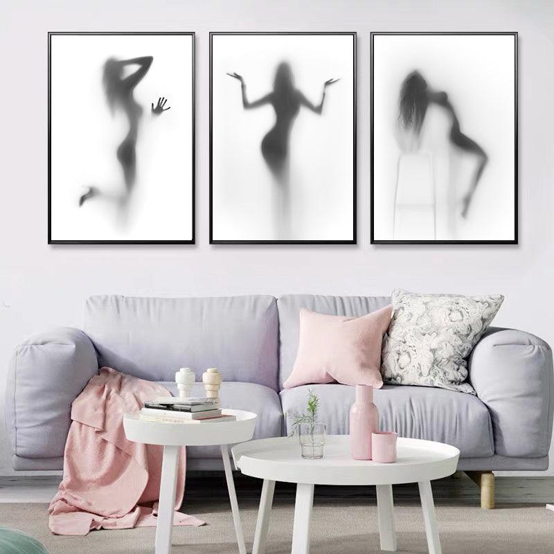 Black And White Abstract Wall Art Canvas Painting Picture - Pacisia
