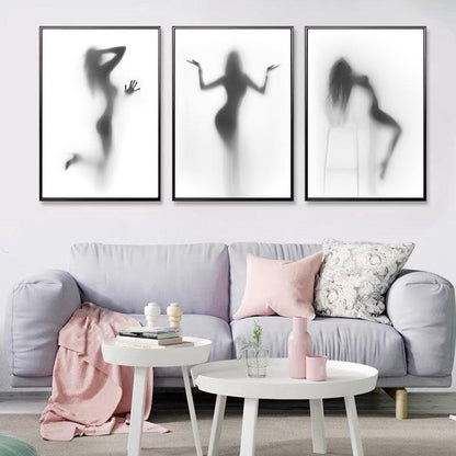 Black And White Abstract Wall Art Canvas Painting Picture - Pacisia