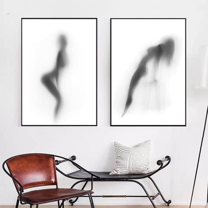 Black And White Abstract Wall Art Canvas Painting Picture - Pacisia