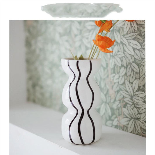 Black And White Line Geometric Home Living Room Decoration Vase - Pacisia