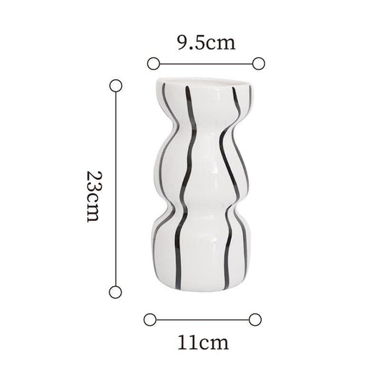 Black And White Line Geometric Home Living Room Decoration Vase - Pacisia