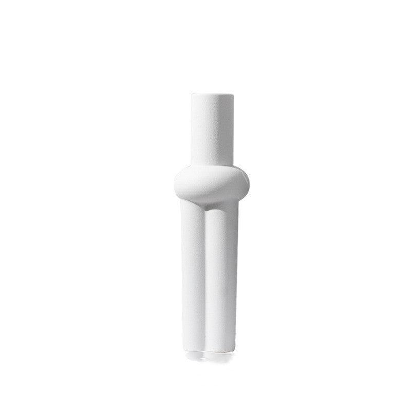 Black And White Matte Special-shaped Ceramic Vase Creative Frosted Soft Decoration - Pacisia