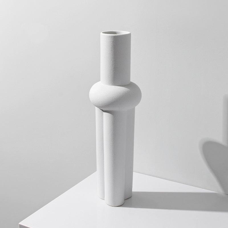Black And White Matte Special-shaped Ceramic Vase Creative Frosted Soft Decoration - Pacisia