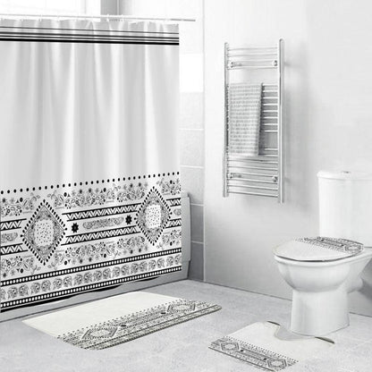 Black And White Pattern Waterproof Green Shower Curtain - Pacisia