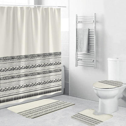 Black And White Pattern Waterproof Green Shower Curtain - Pacisia
