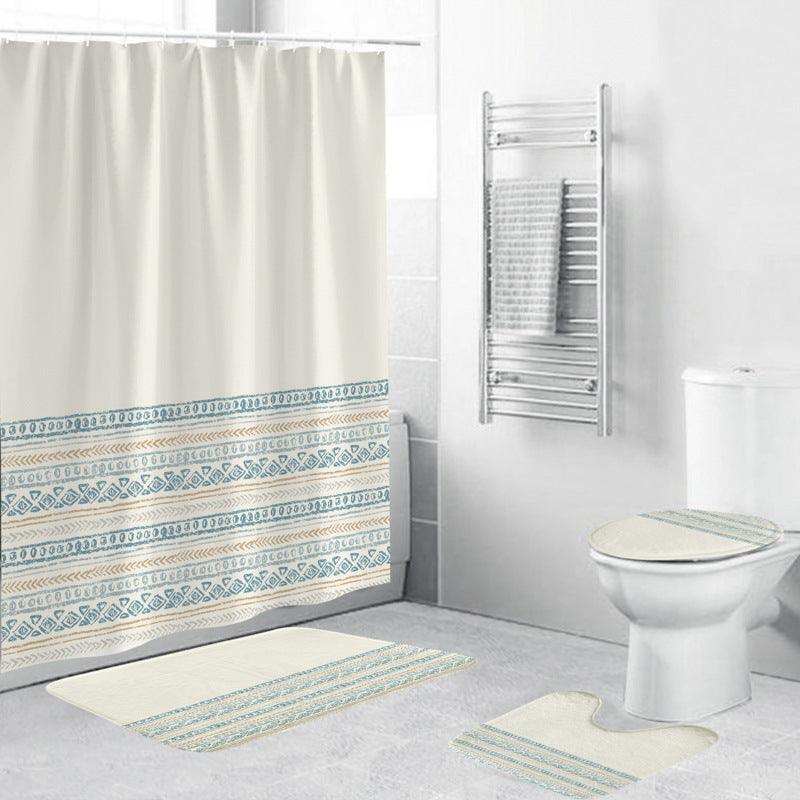 Black And White Pattern Waterproof Green Shower Curtain - Pacisia