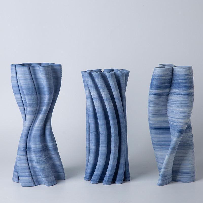Blue And White Ceramic Large Vase Model Room Living Room Decoration Flower Arrangement - Pacisia