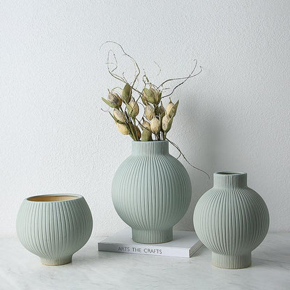 Blue And White Handmade Ceramic Texture Living Room Flower Arrangement Vase - Pacisia