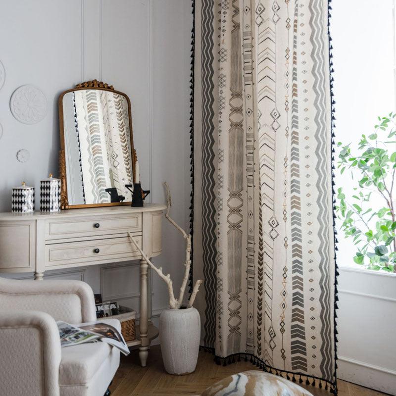 Bohemian Style Cotton And Linen Curtains Custom Living Room - Pacisia