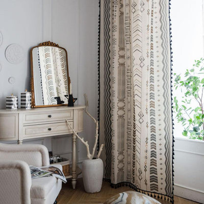 Bohemian Style Cotton And Linen Curtains Custom Living Room - Pacisia