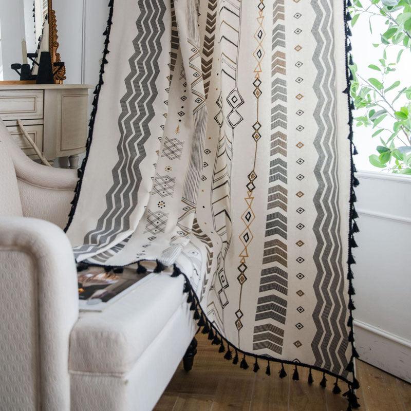 Bohemian Style Cotton And Linen Curtains Custom Living Room - Pacisia