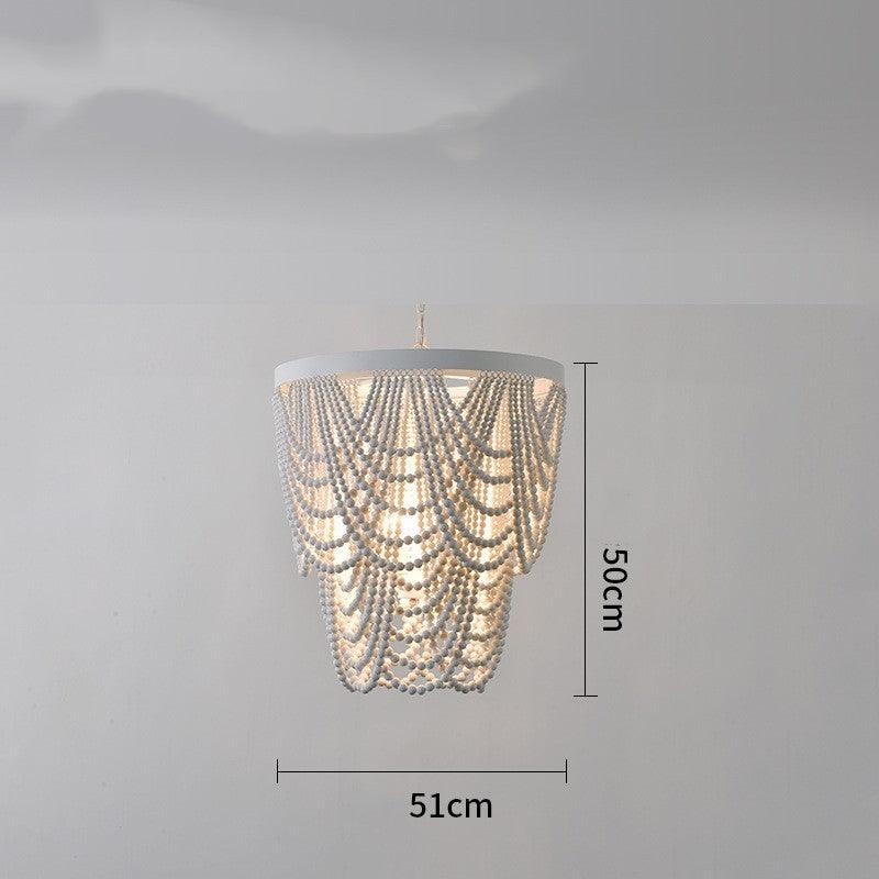 Bohemian Style Wooden Bead Chandelier In Living Room - Pacisia