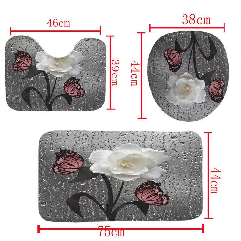 Butterfly Flower Scenery Waterproof Shower Curtain Bathroom Landscape - Pacisia