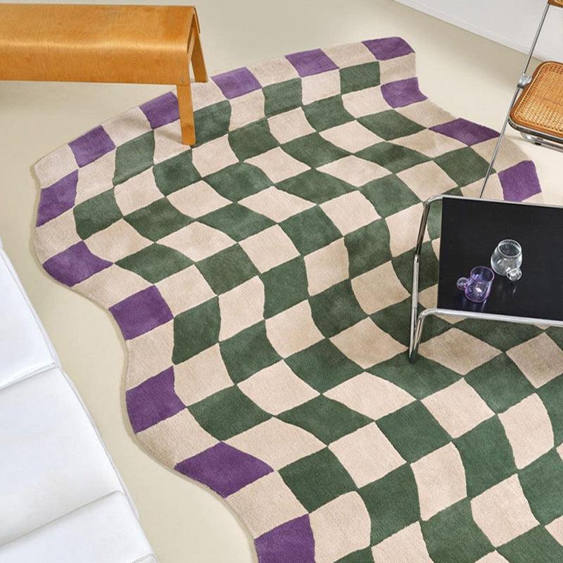 Living Room Coffee Table Checkerboard Carpet Modern Light Luxury Household Cashmere-like Floor Mat - Pacisia