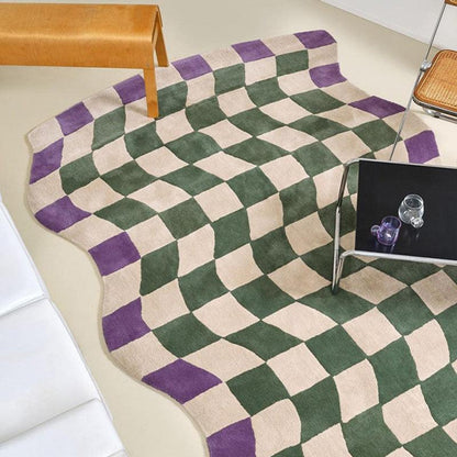 Living Room Coffee Table Checkerboard Carpet Modern Light Luxury Household Cashmere-like Floor Mat - Pacisia