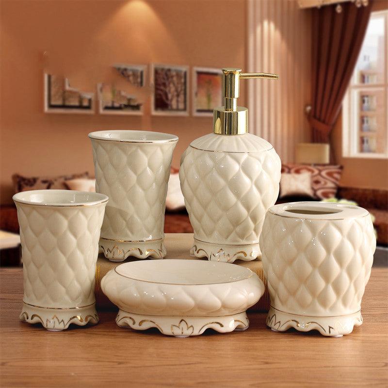 Ceramic Bathroom Kit Five Piece European Bathroom Set - Pacisia
