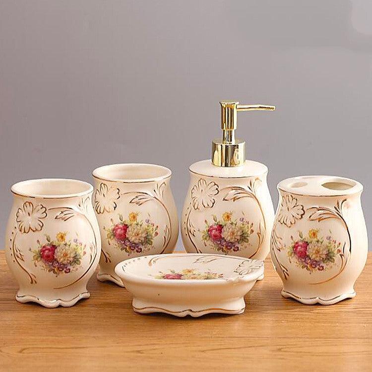 Ceramic Bathroom Kit Five Piece European Bathroom Set - Pacisia