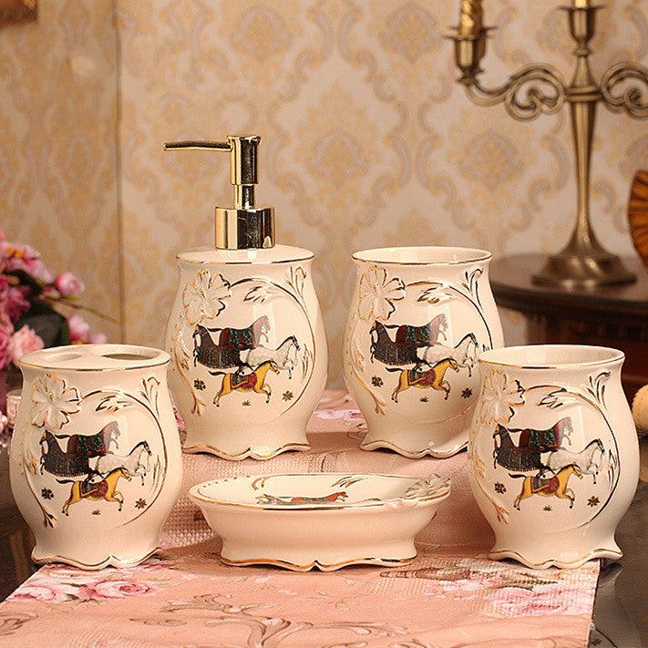 Ceramic Bathroom Kit Five Piece European Bathroom Set - Pacisia