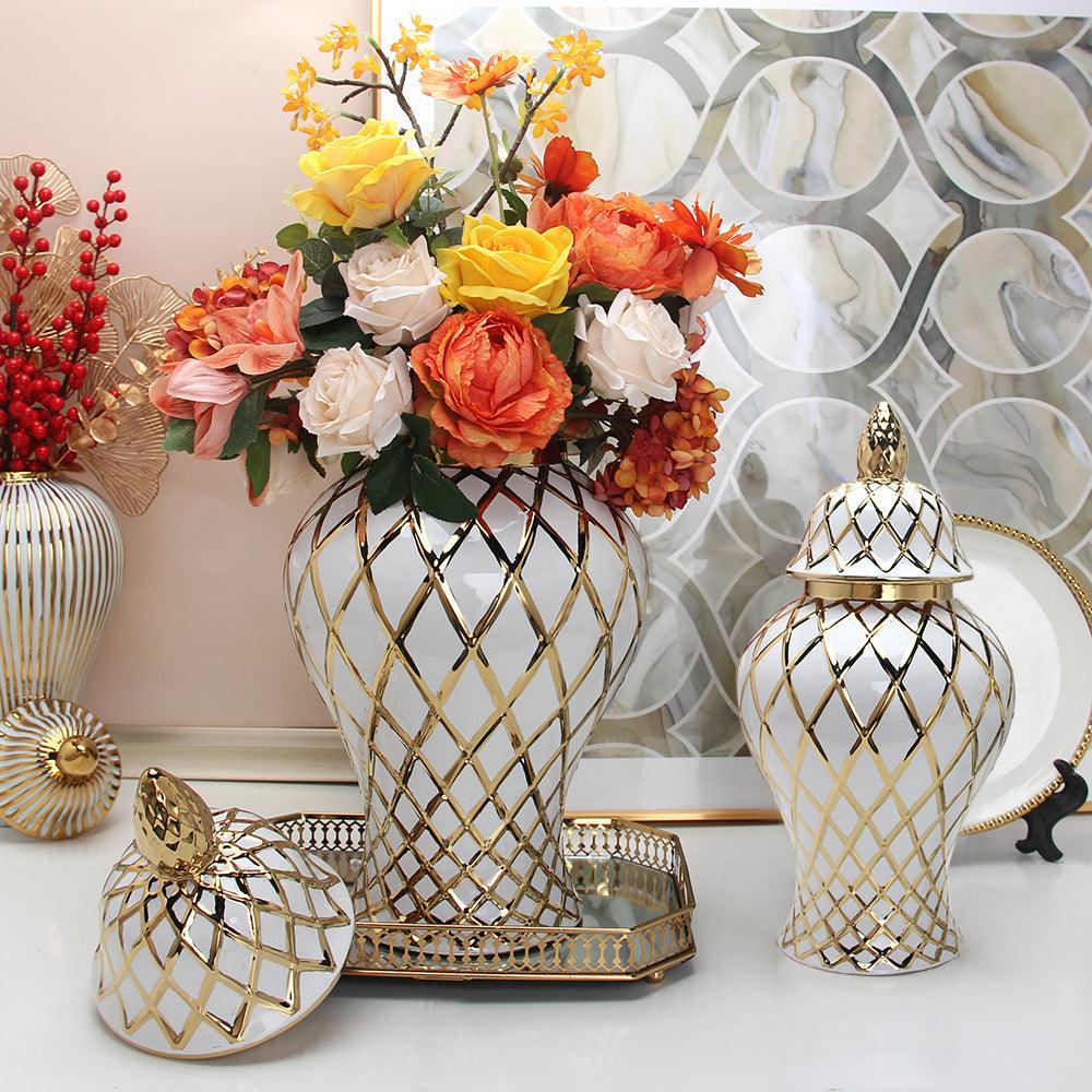 Ceramic Gold General Vase Flower Insert - Pacisia