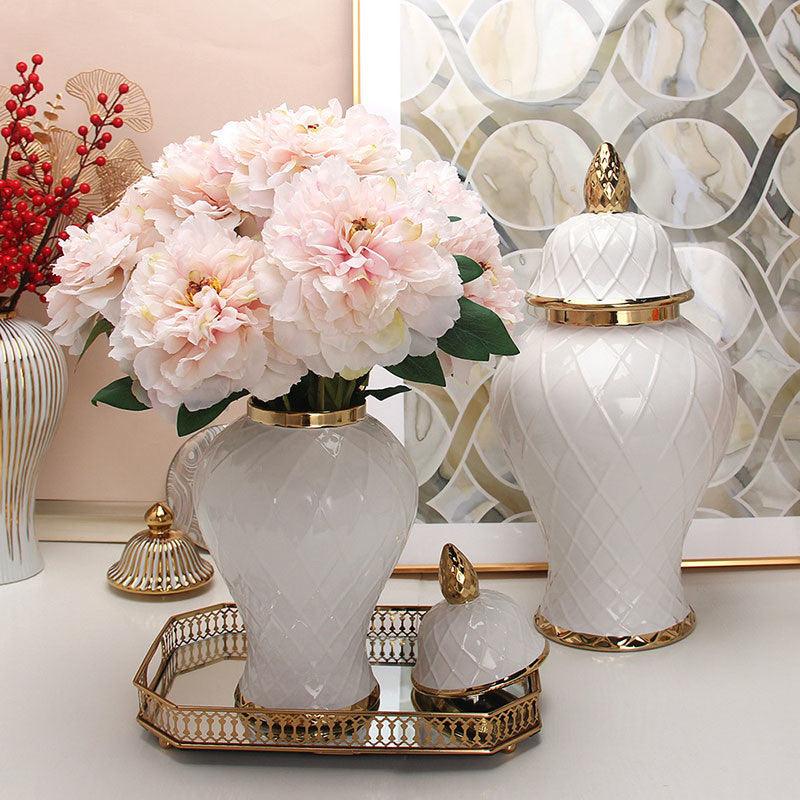 Ceramic Golden General Vase Flower Insert - Pacisia