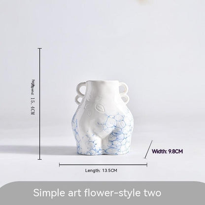 Ceramic Vase Decoration Art Body Small Blue And White Texture Homestay - Pacisia