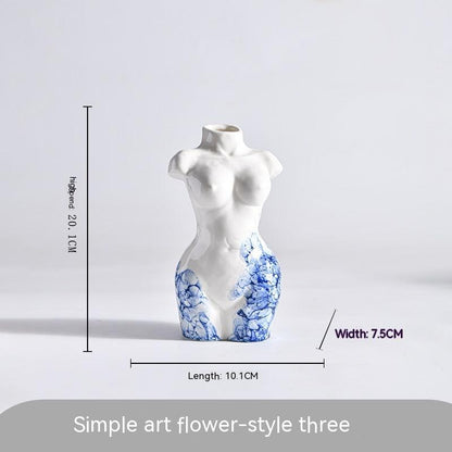 Ceramic Vase Decoration Art Body Small Blue And White Texture Homestay - Pacisia