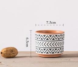 Ceramic Vase Decoration Sample Room Ins Red Pottery Geometric Machine Carved Flower Pot Breathable Clay Simple Mud Tile Pot Succulent - Pacisia