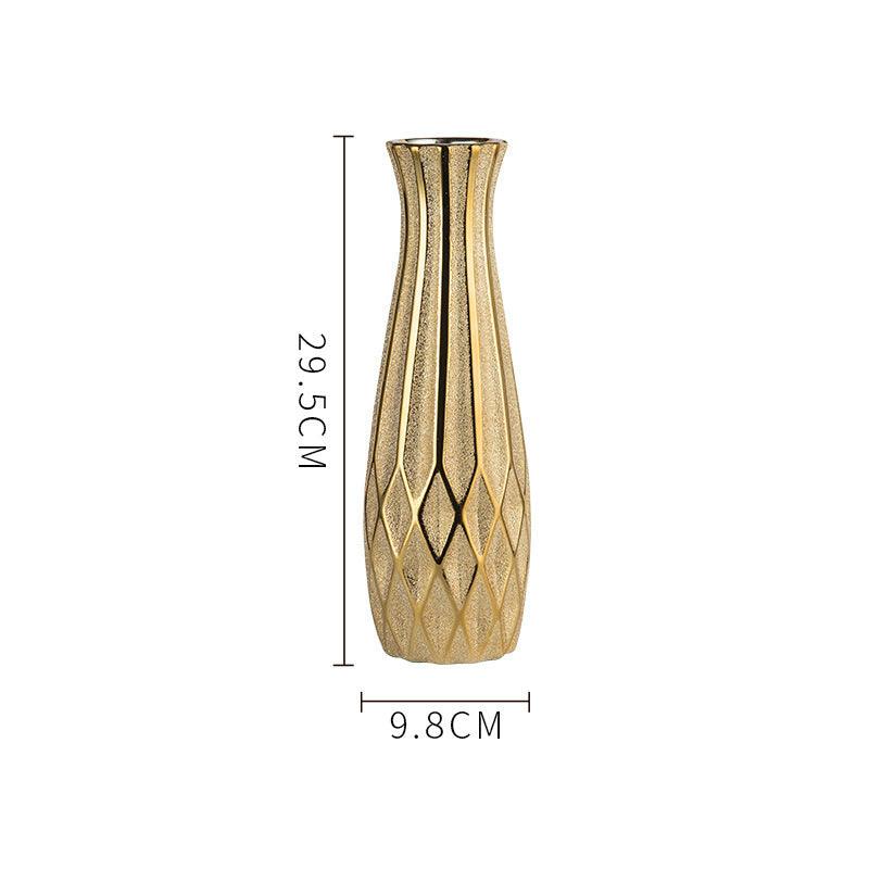 Ceramic Vase Golden Flowers Water Culture Decoration Living Room - Pacisia