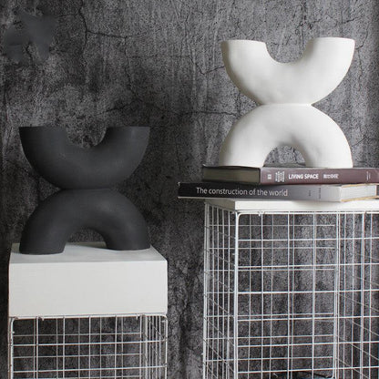 Ceramic Vase Horn Tube Ornaments Frosted Home Sample Room Decoration Flower - Pacisia
