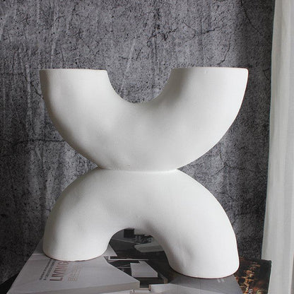Ceramic Vase Horn Tube Ornaments Frosted Home Sample Room Decoration Flower - Pacisia
