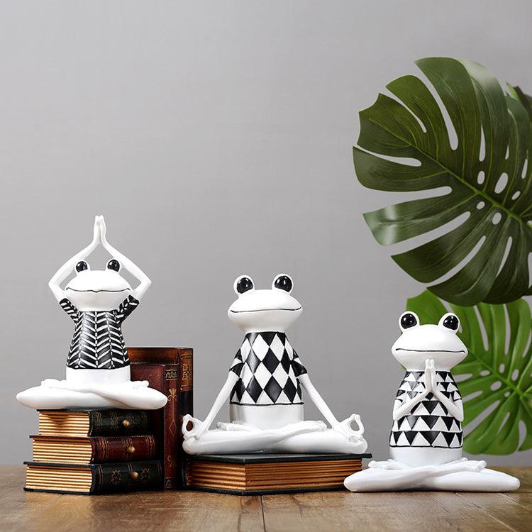 Yoga Frog Figurines Meditation Animal Ornaments Resin Statue Living Room Bedroom Interior Decor Office Home Decoration - Pacisia