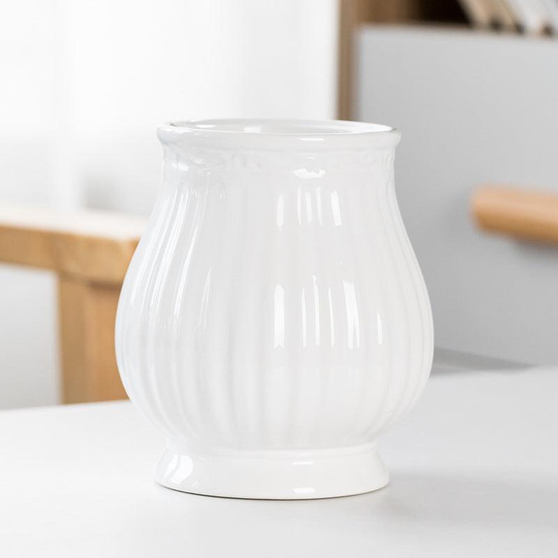 Chinese Simple Ceramic White Vase Ornaments - Pacisia