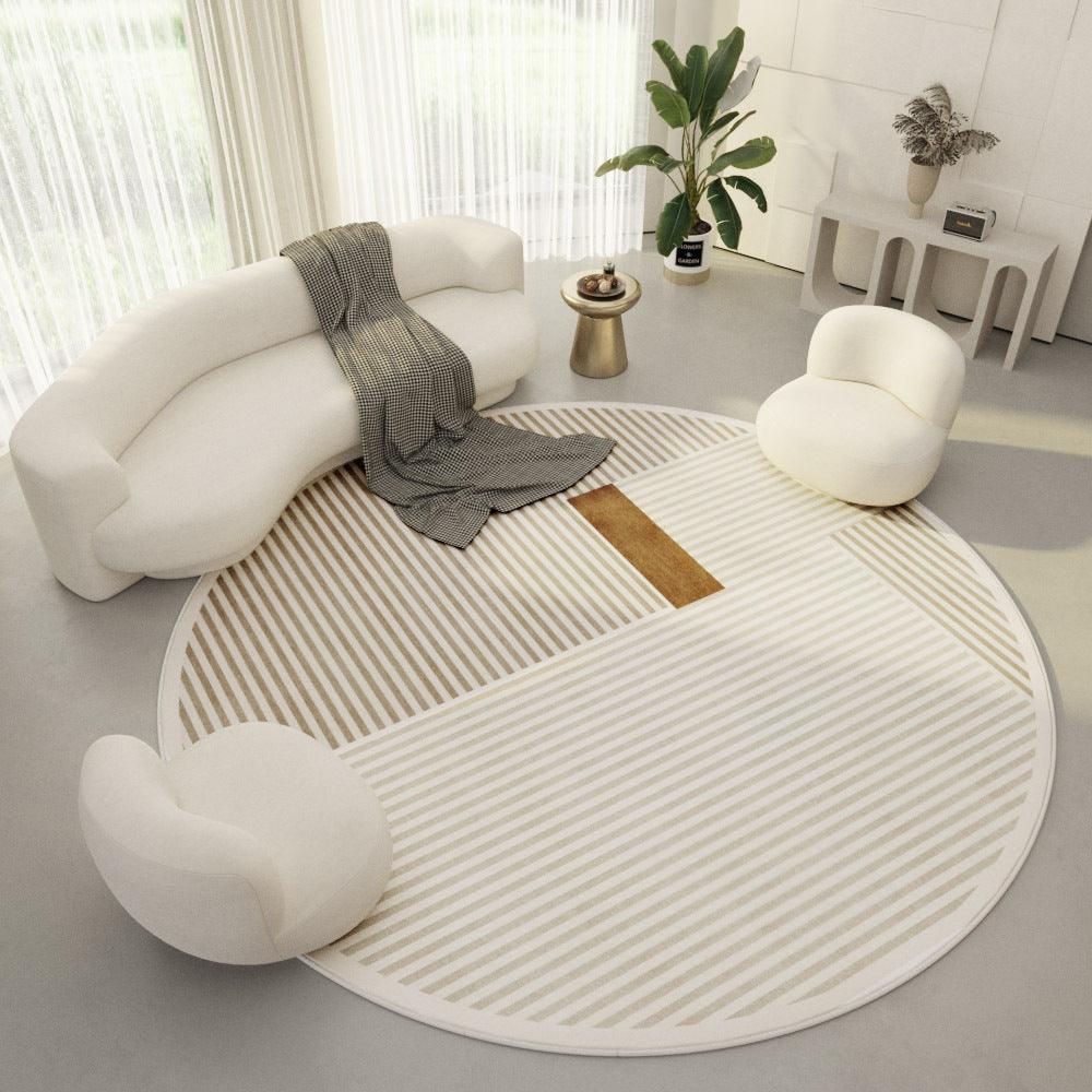 Cream Modern Simple Round Carpet - Pacisia