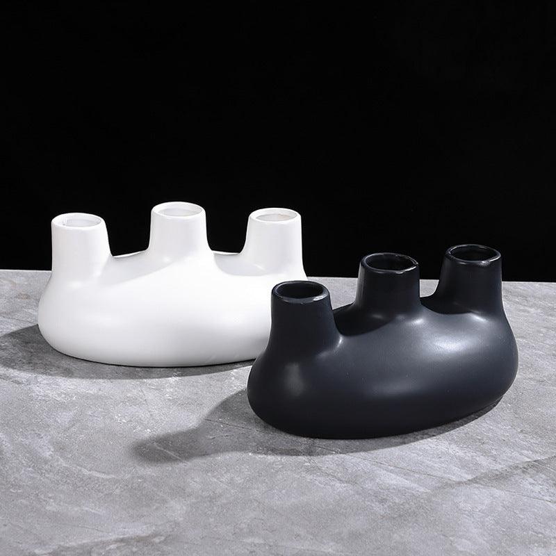 Creative And Simple Three-port Ceramic Vase Flower Arrangement Ornaments - Pacisia