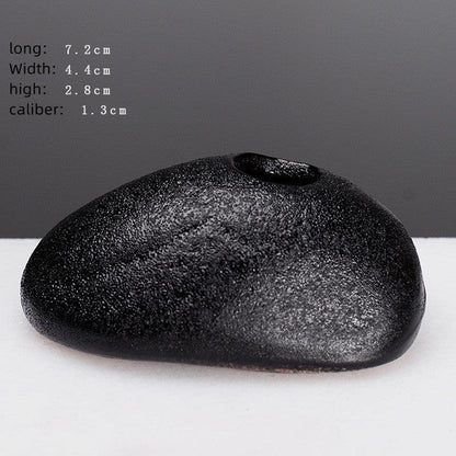 Creative Black Small Stone Simple Stoneware Vase - Pacisia