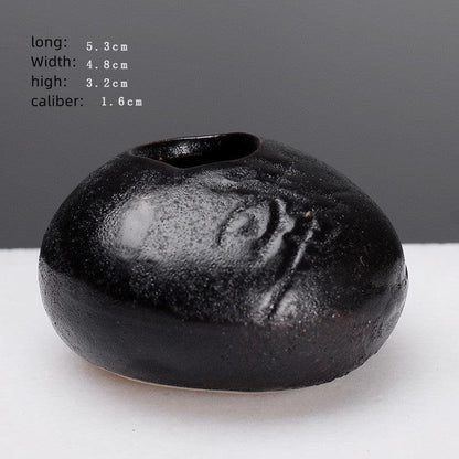 Creative Black Small Stone Simple Stoneware Vase - Pacisia
