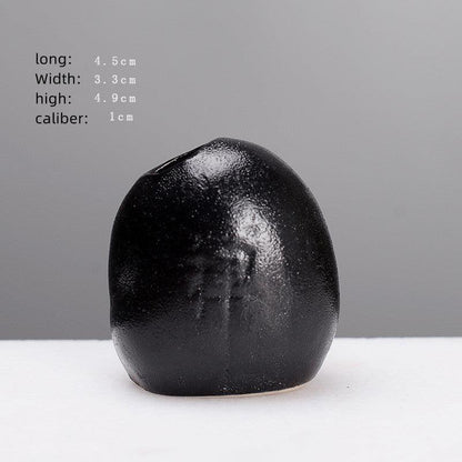 Creative Black Small Stone Simple Stoneware Vase - Pacisia