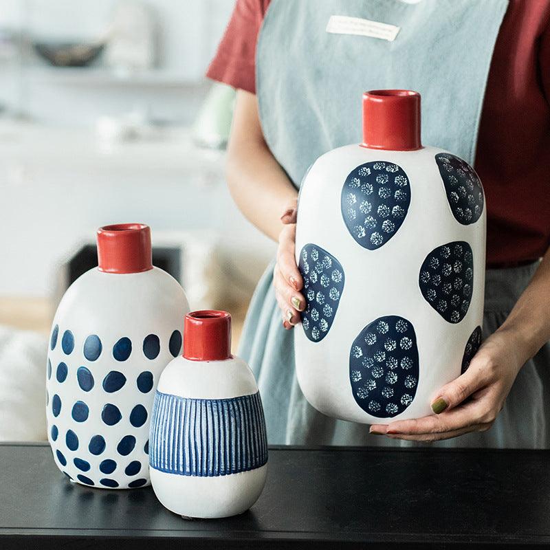 Creative Flower Arrangement Ceramic Vase Living Room Decoration Ornaments - Pacisia