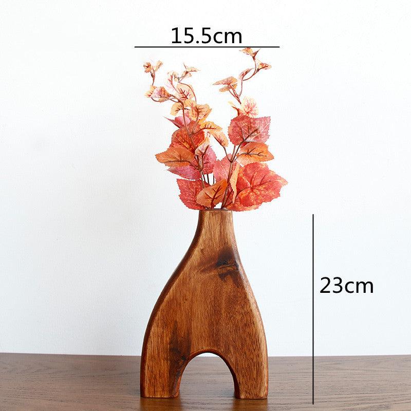 Creative Living Room Solid Wood Vase Countertop Ornaments - Pacisia
